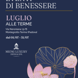 Locandina eventi di benessere luglio 2026 - Mioni Luxury Swim & Spa, Montegrotto Terme
