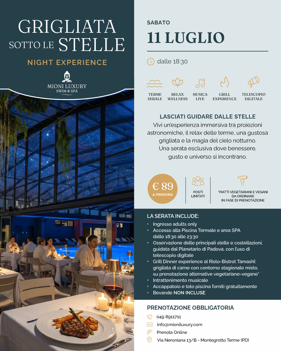 Grigliata sotto le Stelle – 11 Luglio alle Terme di Montegrotto