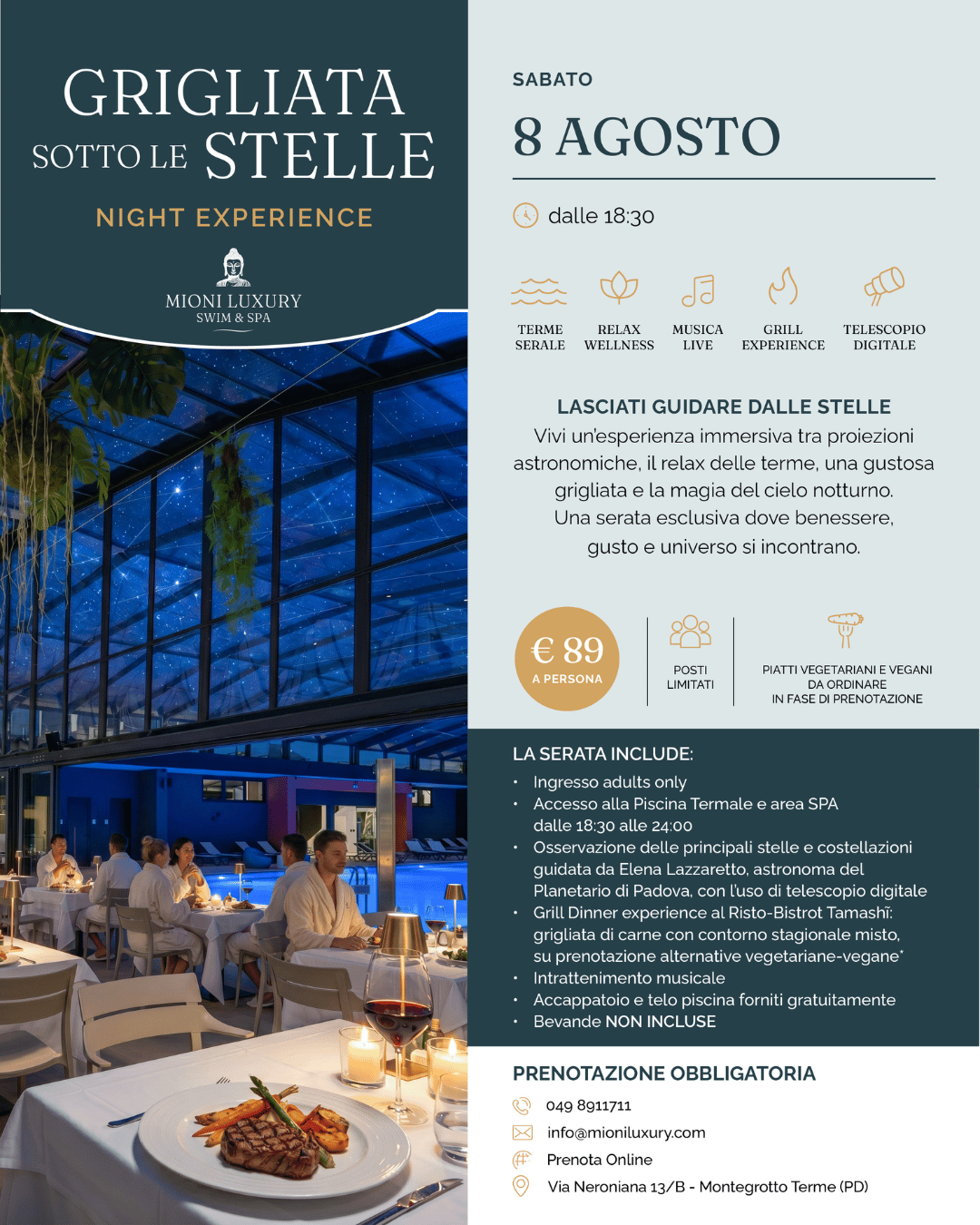 Montegrotto Terme cosa fare la sera: Grigliata sotto le Stelle dell’8 agosto