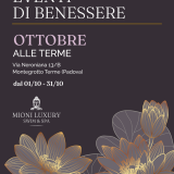 Eventi alle terme di Montegrotto in ottobre al Mioni Luxury Swim & Spa, locandina del calendario eventi di benessere