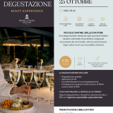 Locandina della degustazione di spumanti italiani Sensi in Degustazione del 23 ottobre al Mioni Luxury Swim & Spa, calici di spumante con cicchetti d'autore